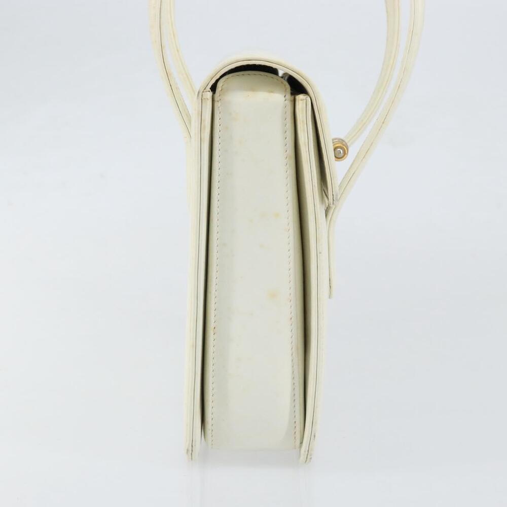 GUCCI Hand Bag Leather White Gold Auth 154583 - Picture 4 of 16